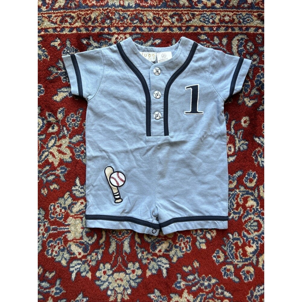Vintage Beluga Shorts Romper Baby Boy 3-6 Months Baseball Glove Bat Jersey 90s